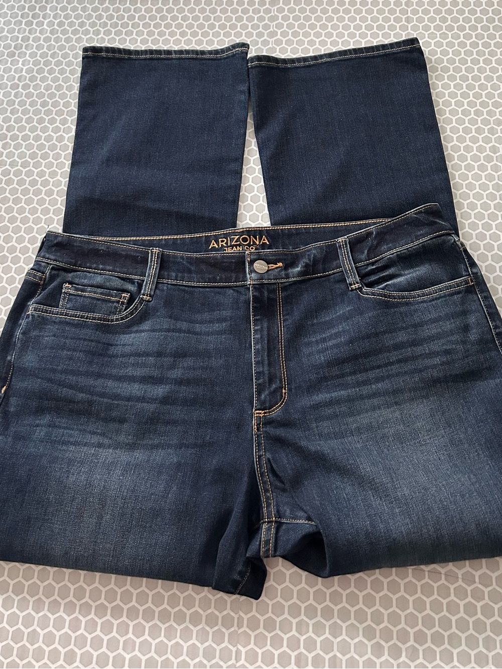 Arizona Straight-Leg Dark Indigo Jeans Size 19 Short - Picture 2 of 5